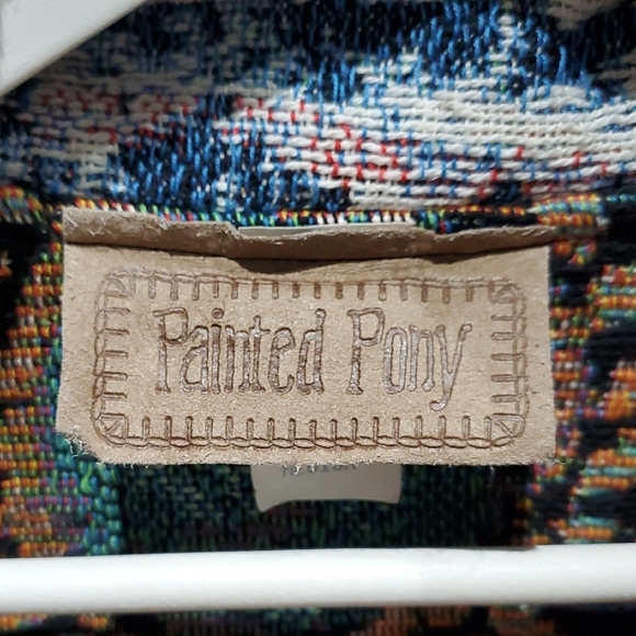 Painted Pony Stylish Blue and White Women's Jacket Cropped, Knit, Medium - Picture 2 of 6